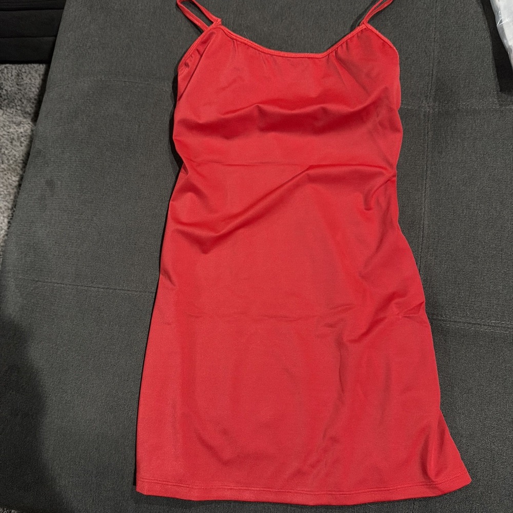 0089 Star line Red Stretch Mini Dress Chemise Spaghetti Strap Size M/L Lingerie